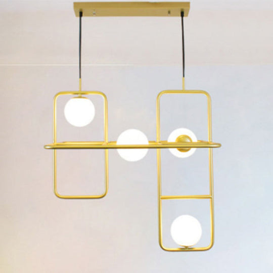 Modern Gold Crossed Rectangle Drop Chandelier - 2/3/4 Light Metal Pendant 4 /