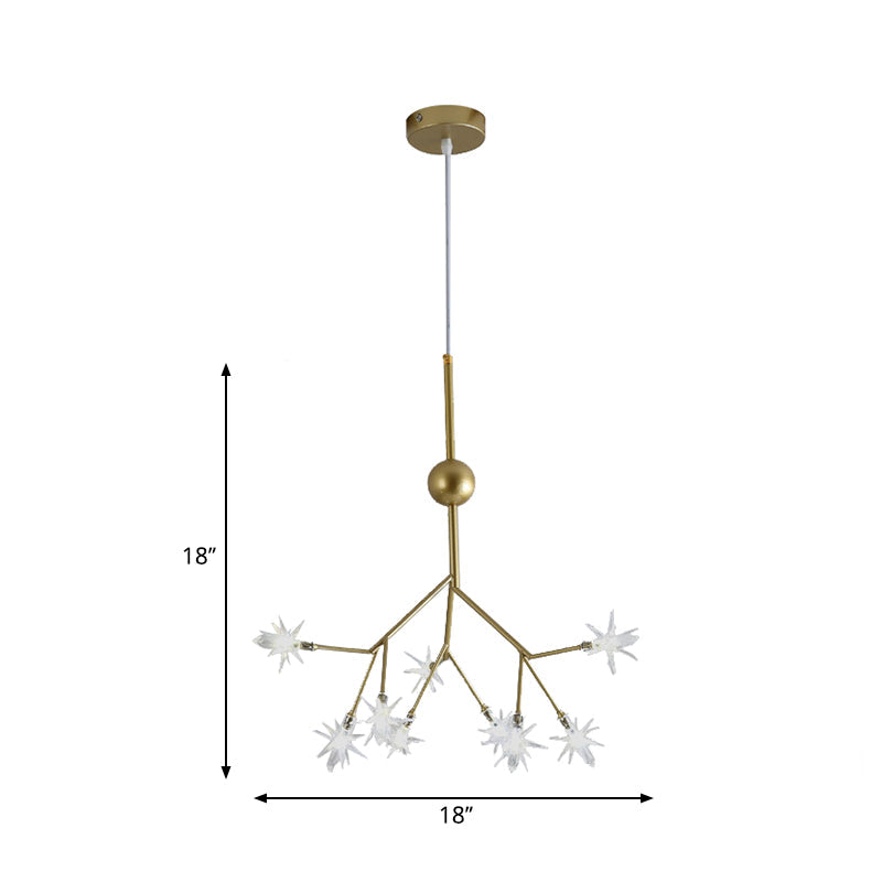 Gold Iron Starry Pendant Light Fixture - Modern 9/27/36-Light Chandelier For Dining Room