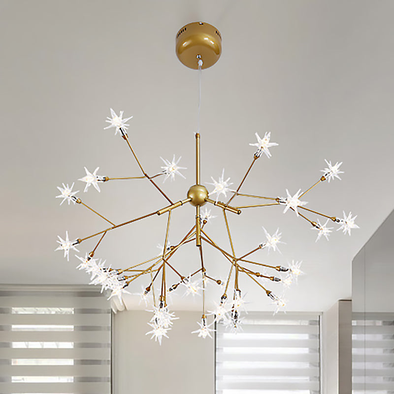 Gold Iron Starry Pendant Light Fixture - Modern 9/27/36-Light Chandelier For Dining Room 36 /