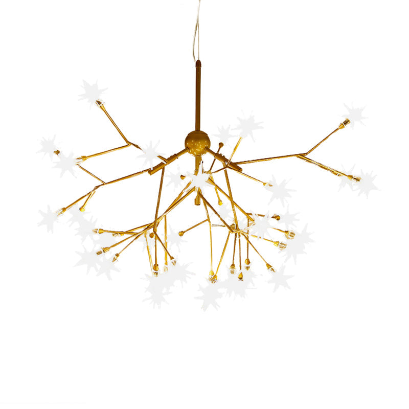 Gold Iron Starry Pendant Light Fixture - Modern 9/27/36-Light Chandelier For Dining Room