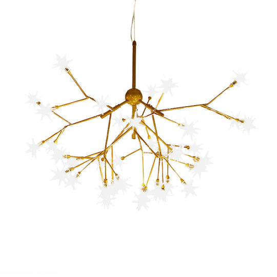 Gold Iron Starry Pendant Light Fixture - Modern 9/27/36-Light Chandelier For Dining Room