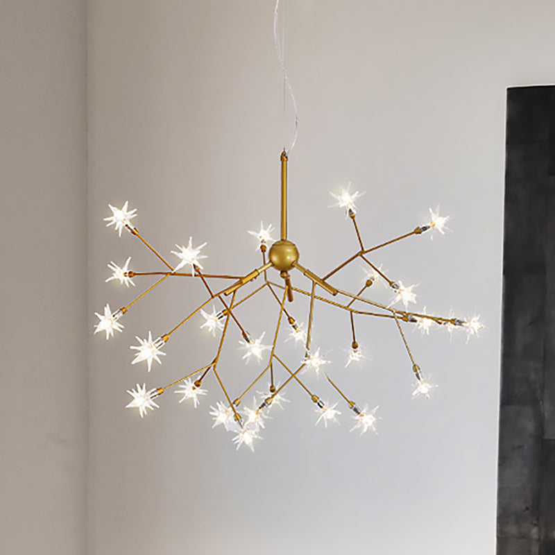 Gold Iron Starry Pendant Light Fixture - Modern 9/27/36-Light Chandelier For Dining Room 27 /