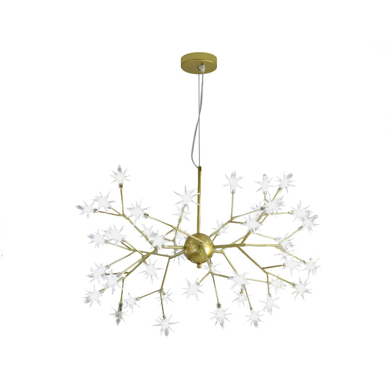 Gold Iron Starry Pendant Light Fixture - Modern 9/27/36-Light Chandelier For Dining Room