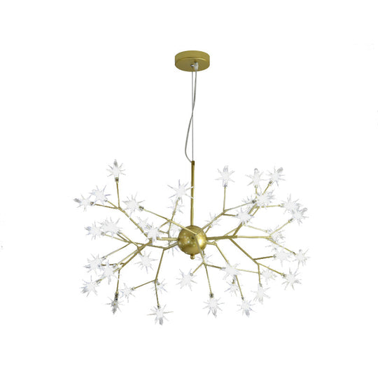 Gold Iron Starry Pendant Light Fixture - Modern 9/27/36-Light Chandelier For Dining Room