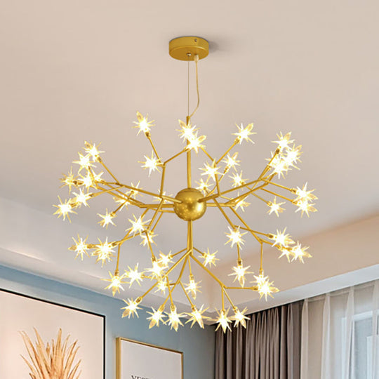 Gold Iron Starry Pendant Light Fixture - Modern 9/27/36-Light Chandelier For Dining Room 54 /