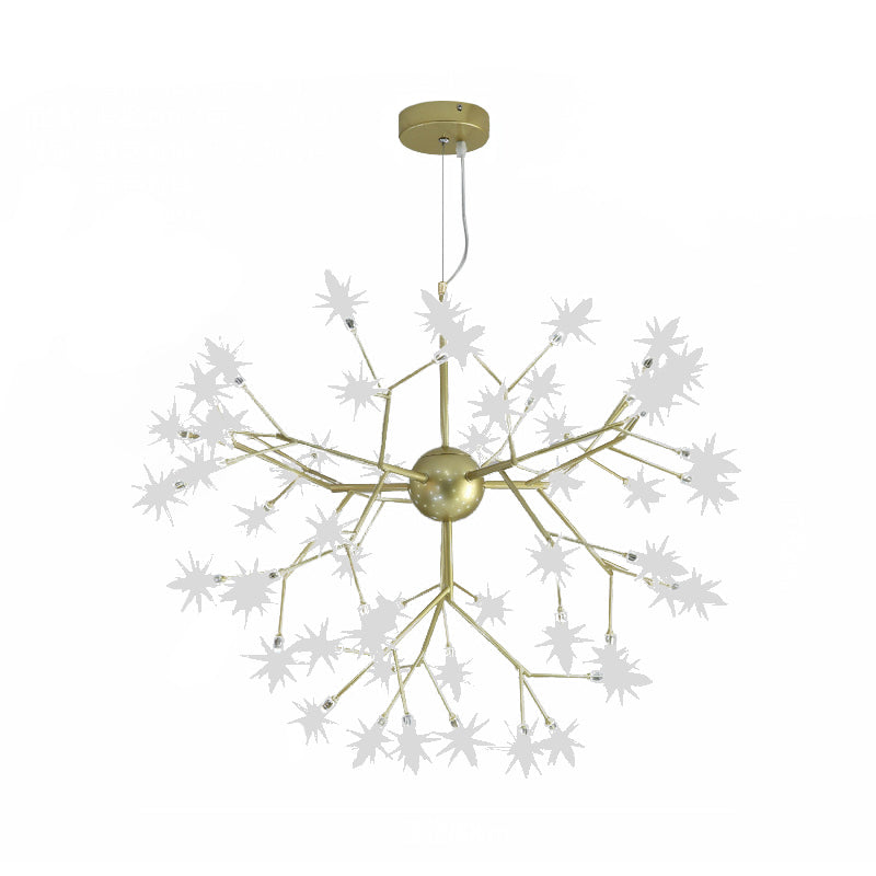 Gold Iron Starry Pendant Light Fixture - Modern 9/27/36-Light Chandelier For Dining Room