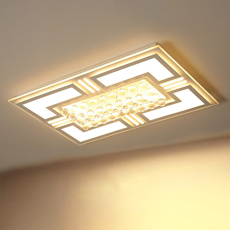 20.5"/35.5" Wide Crystal Square/Rectangle LED Flush Ceiling Light Fixture (Warm/White)