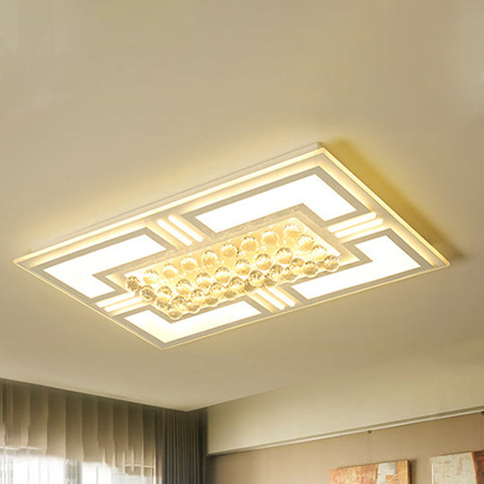 20.5"/35.5" Wide Crystal Square/Rectangle LED Flush Ceiling Light Fixture (Warm/White)