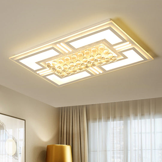 20.5"/35.5" Wide Crystal Square/Rectangle LED Flush Ceiling Light Fixture (Warm/White)