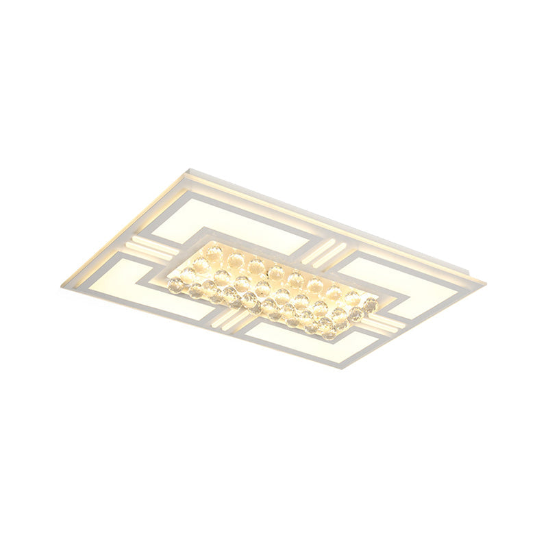 20.5"/35.5" Wide Crystal Square/Rectangle LED Flush Ceiling Light Fixture (Warm/White)