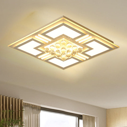 20.5"/35.5" Wide Crystal Square/Rectangle LED Flush Ceiling Light Fixture (Warm/White)