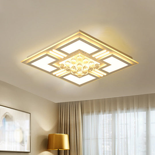 20.5"/35.5" Wide Crystal Square/Rectangle LED Flush Ceiling Light Fixture (Warm/White)