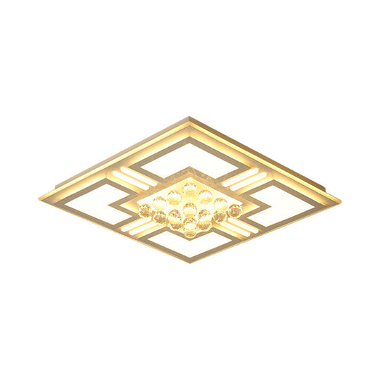 20.5"/35.5" Wide Crystal Square/Rectangle LED Flush Ceiling Light Fixture (Warm/White)