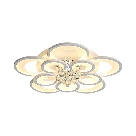 Modern Acrylic Flower Flushmount Lamp with LED Lighting and Crystal Ball