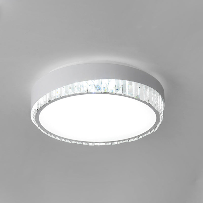 Nordic Led Acrylic Flush Mount Light With Crystal Deco - Clear/Warm/White 16.5/20.5 Diameter White /