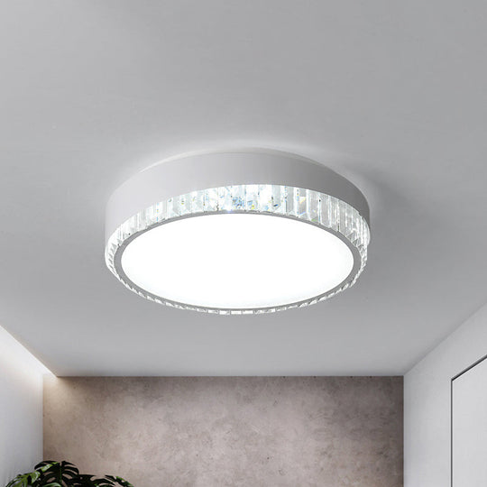 Nordic LED Acrylic Flush Mount Light with Crystal Deco - Clear/Warm/White - 16.5"/20.5" Diameter