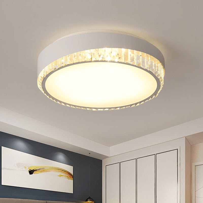 Nordic LED Acrylic Flush Mount Light with Crystal Deco - Clear/Warm/White - 16.5"/20.5" Diameter