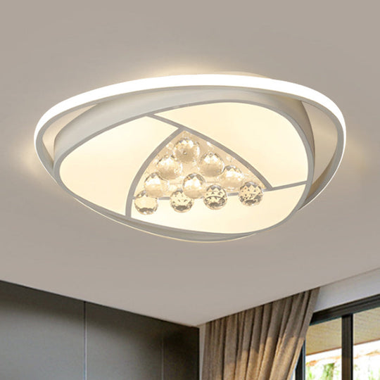 Modern Led Triangle Flush Ceiling Lamp - 16.5/20.5 Acrylic & Clear Crystal White Light / 16.5