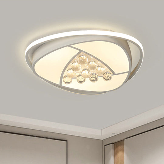 Modern LED Triangle Flush Ceiling Lamp - 16.5"/20.5" Acrylic & Clear Crystal, White Light