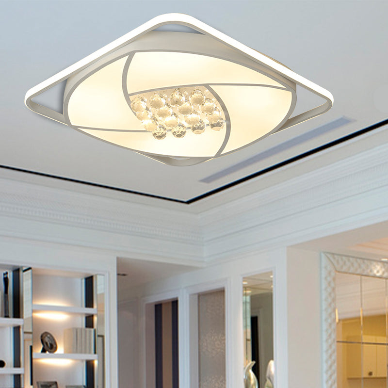 Modern Flushmount LED Light with Acrylic and Crystal Accents - Available in 16.5" and 20.5" Widths, Warm or White Light