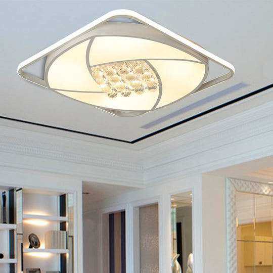 Modern Flushmount Led Light With Acrylic And Crystal Accents - Available In 16.5 20.5 Widths Warm Or