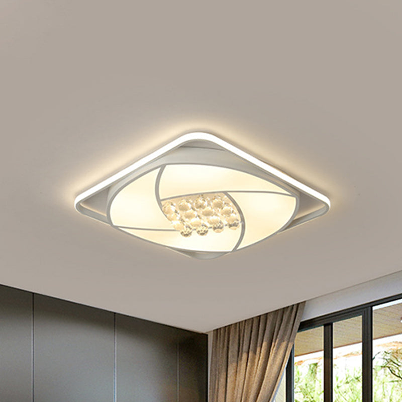 Modern Flushmount LED Light with Acrylic and Crystal Accents - Available in 16.5" and 20.5" Widths, Warm or White Light