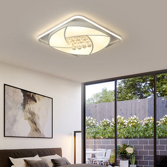 Modern Flushmount LED Light with Acrylic and Crystal Accents - Available in 16.5" and 20.5" Widths, Warm or White Light