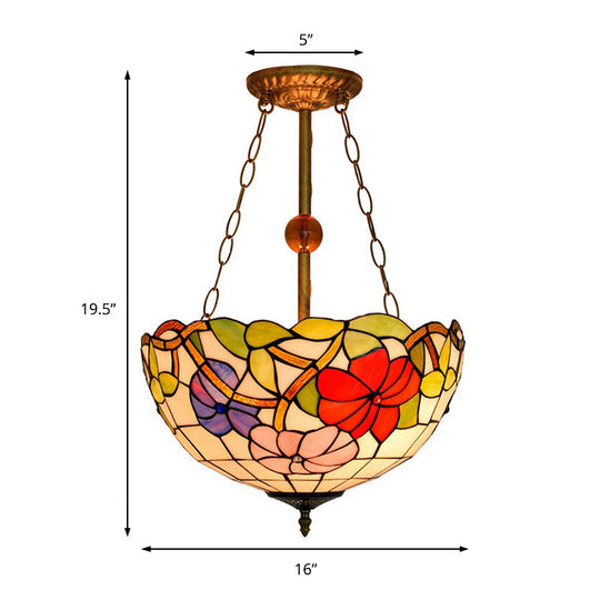 Blossom Tiffany Stained Glass Ceiling Lamp - Restaurant Semi Flush Mount