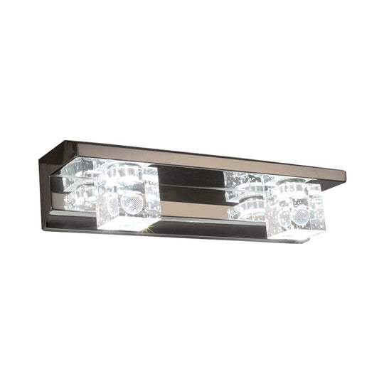 Modern 3-Head Clear Crystal Wall Sconce - Silver Finish Vanity Light Fixture 12.5/18 Width