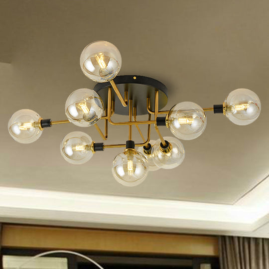 Modern Multi-Head Ceiling Lamp with Glass Metal Sphere Shade for Hotels