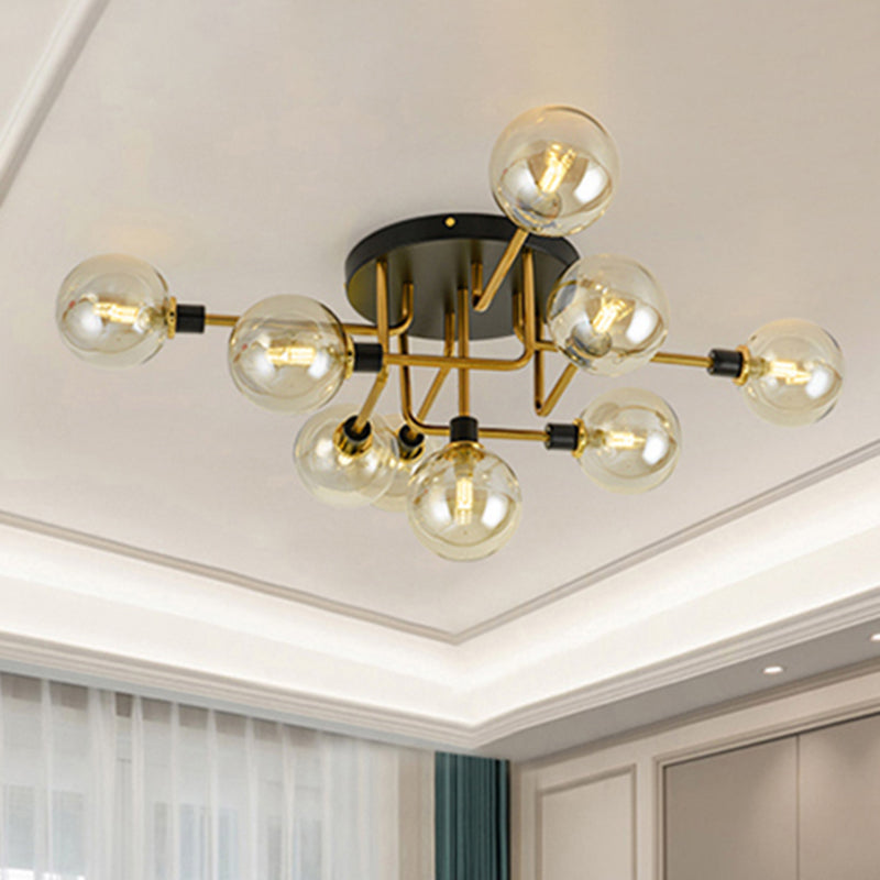 Modern Multi-Head Ceiling Lamp with Glass Metal Sphere Shade for Hotels