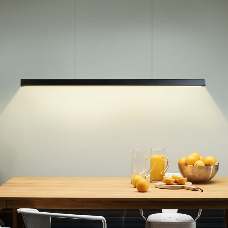 Black Metal Linear Led Pendant: Sleek Restaurant Island Light Fixture