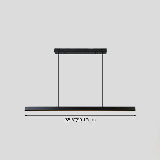 Black Metal Linear Led Pendant: Sleek Restaurant Island Light Fixture