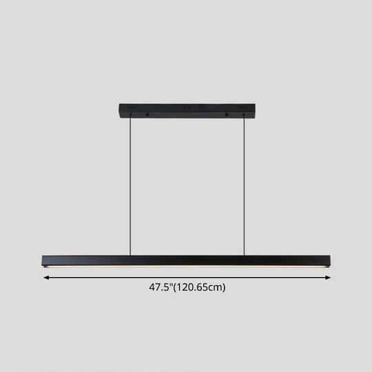 Black Metal Linear Led Pendant: Sleek Restaurant Island Light Fixture