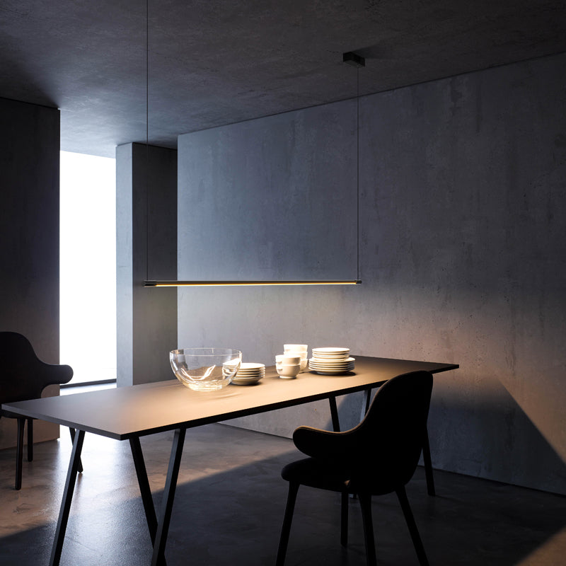 Sleek Metal Black Led Pendant Lamp For Stylish Island Table