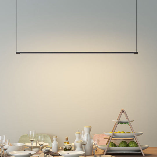 Sleek Metal Black Led Pendant Lamp For Stylish Island Table