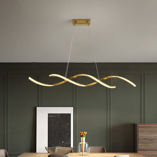 Minimalist Aluminum Wave Shaped Pendant Light - Adjustable Cord Led Island Lighting