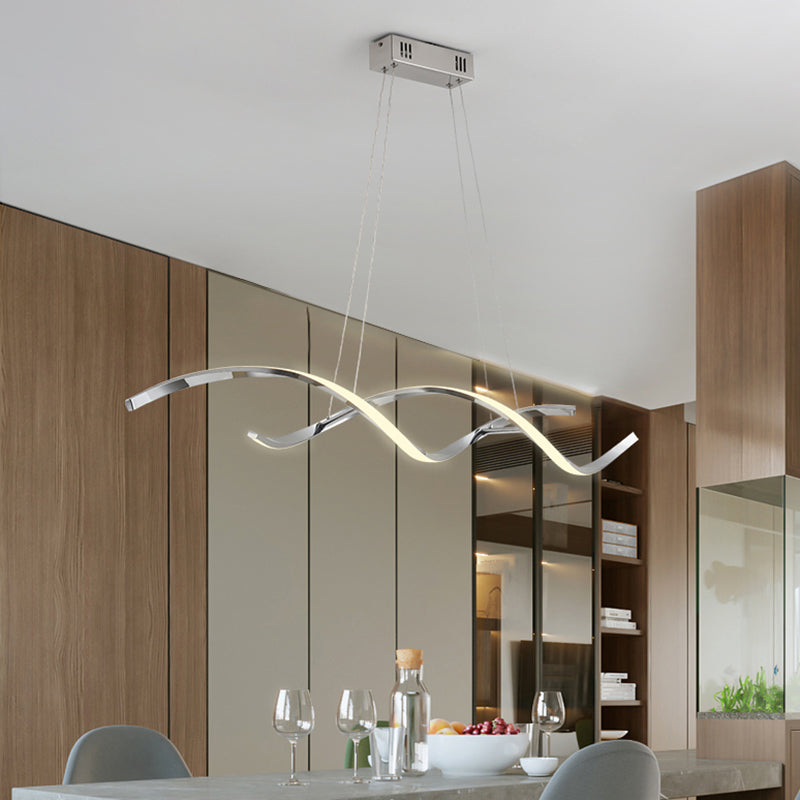 Minimalist Aluminum Wave Shaped Pendant Light - Adjustable Cord Led Island Lighting