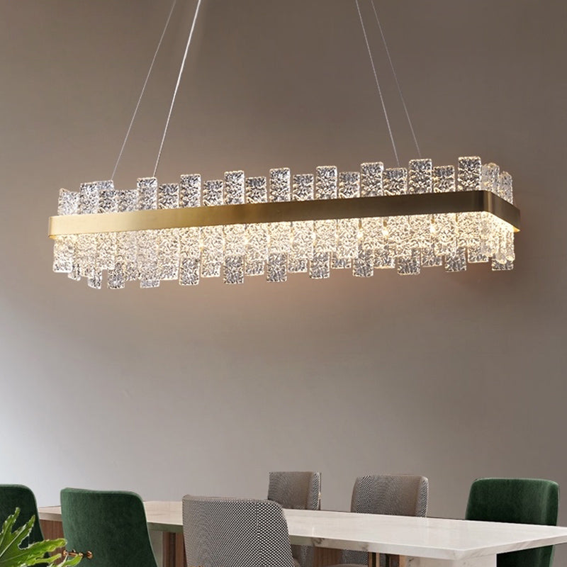 Modern Crystal Loop Pendant Light With Brass Finish And Led