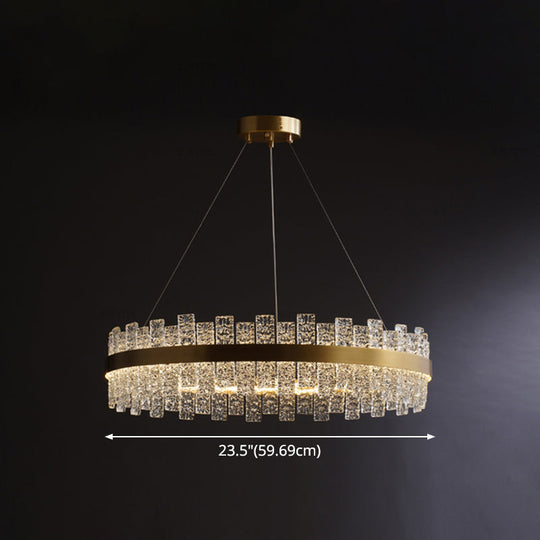 Modern Crystal Loop Pendant Light With Brass Finish And Led