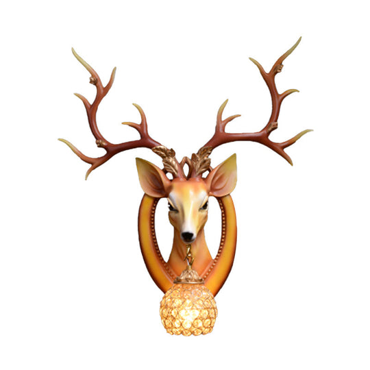 Metal And Crystal Deer Sconce Light With Traditional Design - Dome Wall Fixture