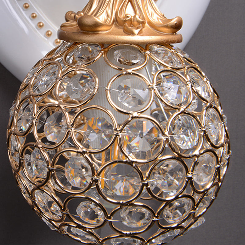 Metal And Crystal Deer Sconce Light With Traditional Design - Dome Wall Fixture