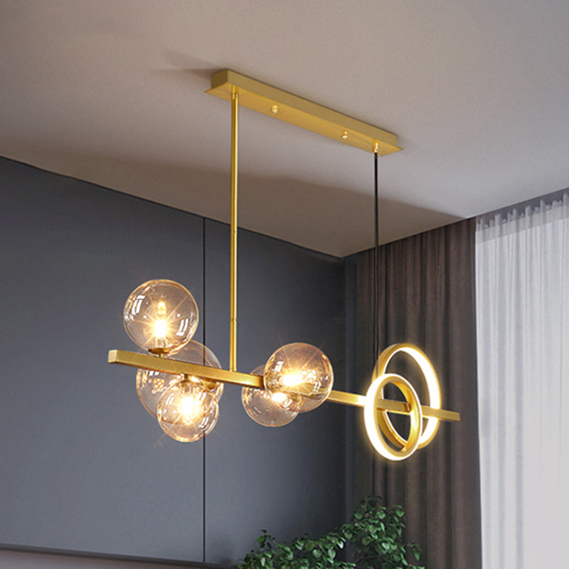 Contemporary Glass Island Lamp: 7-Head Hanging Light For Dining Room