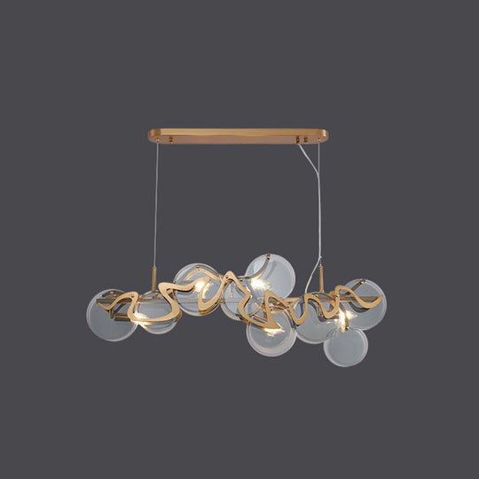 Postmodern Circle Pendant Light: Glass Brass Restaurant Island Fixture