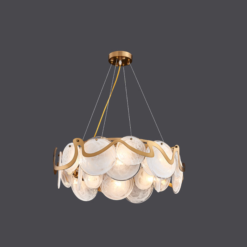 Postmodern Circle Pendant Light: Glass Brass Restaurant Island Fixture