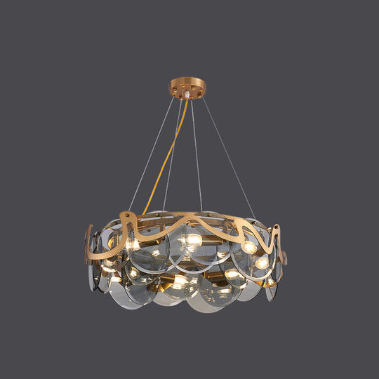 Postmodern Circle Pendant Light: Glass Brass Restaurant Island Fixture