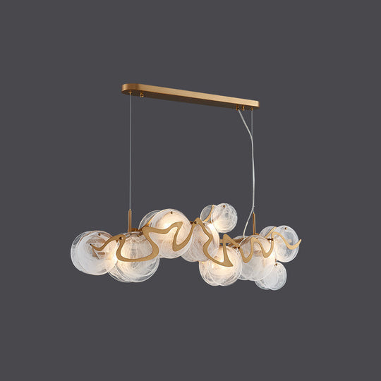 Postmodern Circle Pendant Light: Glass Brass Restaurant Island Fixture