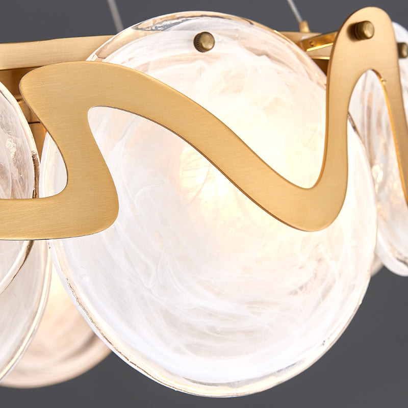 Postmodern Circle Pendant Light: Glass Brass Restaurant Island Fixture