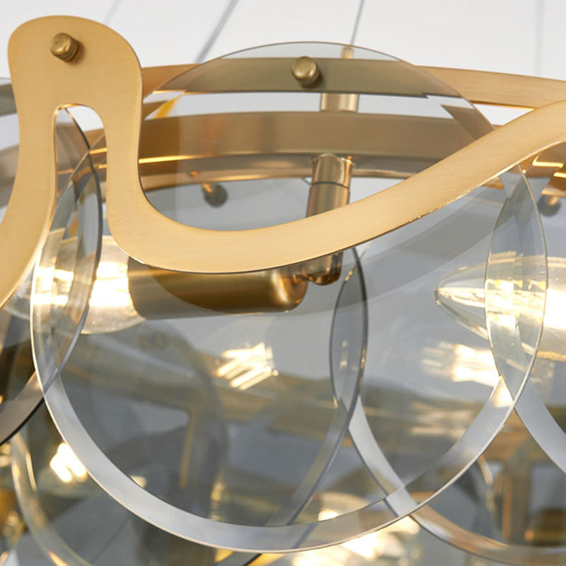 Postmodern Circle Pendant Light: Glass Brass Restaurant Island Fixture