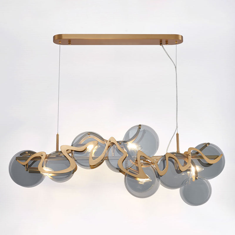 Postmodern Circle Pendant Light: Glass Brass Restaurant Island Fixture